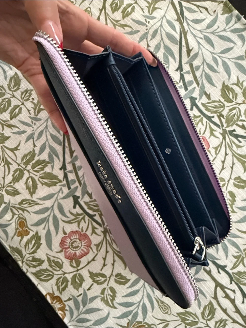 kate spade Pink and Navy Zip-Around Continental Wallet